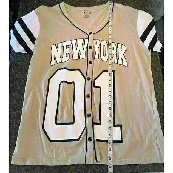 NWT On Fire Women's Button Up Shirt Size 2X NEW YORK 01 Short Sleeve - Picture 5 of 6